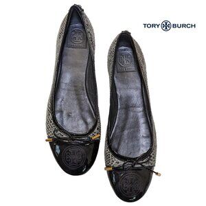 TORY BURCH Smoke Roccia/Black Verbena Tribal Snake Ballet Flats 11M